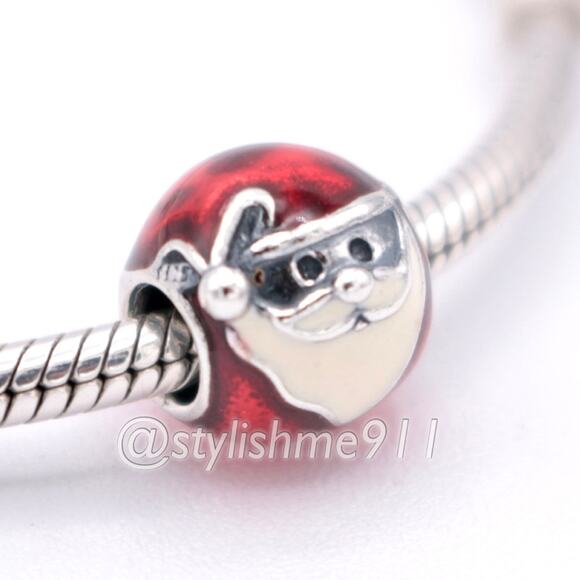 Authentic PANDORA Jolly Round Santa Charm - 791405ENMX - Picture 2 of 13